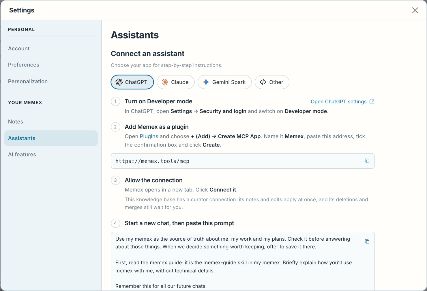 Settings › Assistants with the step-by-step instructions for ChatGPT