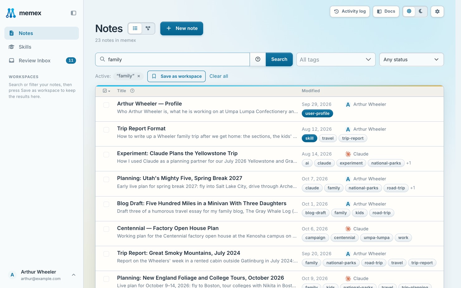 Save as workspace beside the active search